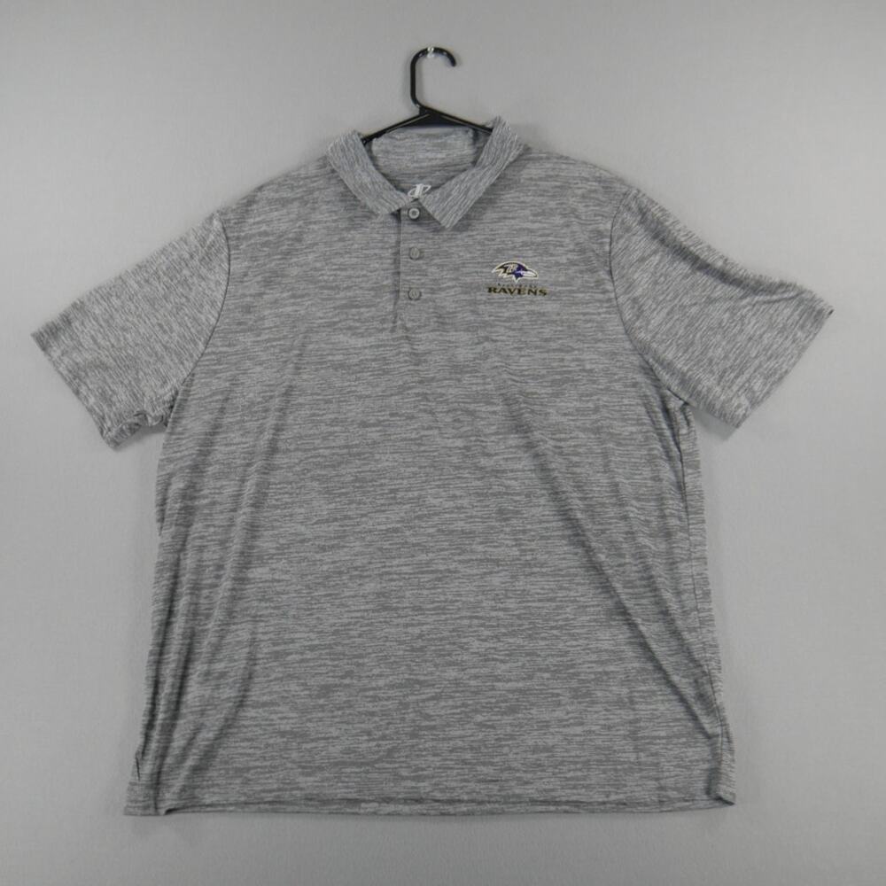 Vintage Y2K Logo Athletic NFL Baltimore Ravens Gray Stretch Polo Mens Size XXL
